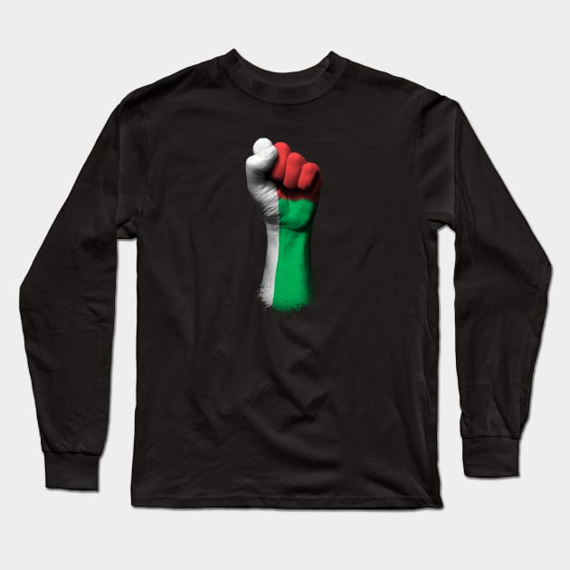 Flag of Madagascar on a Raised Clenched Fist Long Sleeve T-Shirt by jeffbartels